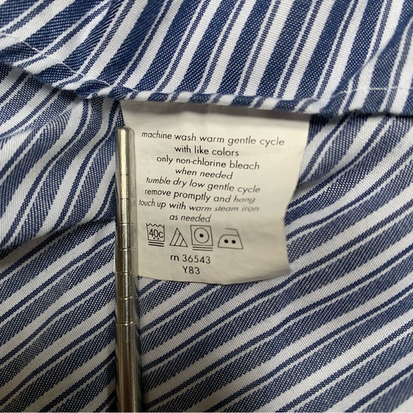 Kenneth Cole Reaction Shirt Mens Large Blue Long Sleeve Button Down Striped Slim - Picture 8 of 10